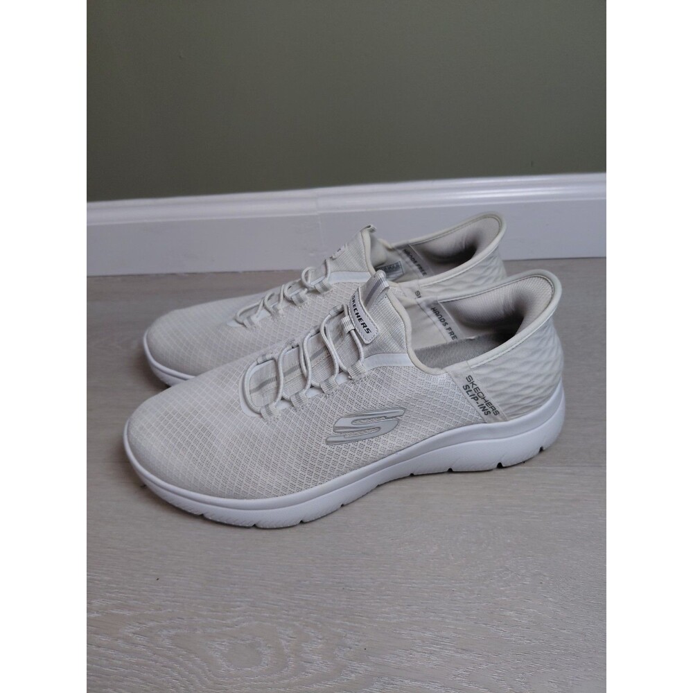 Skechers Memory Foam Wide Fit Slip ins Air-Cooled White Men Size 10.5